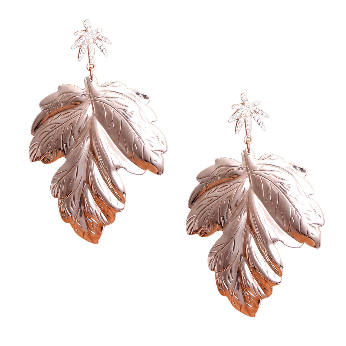 Rose Gold Metal Leaf Earrings