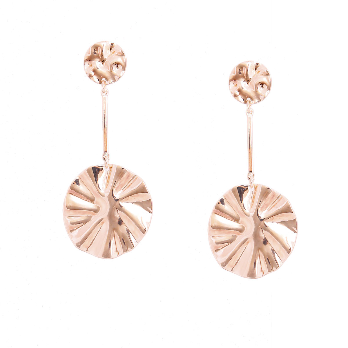 Rose Gold Wavy Metal Circular Earrings