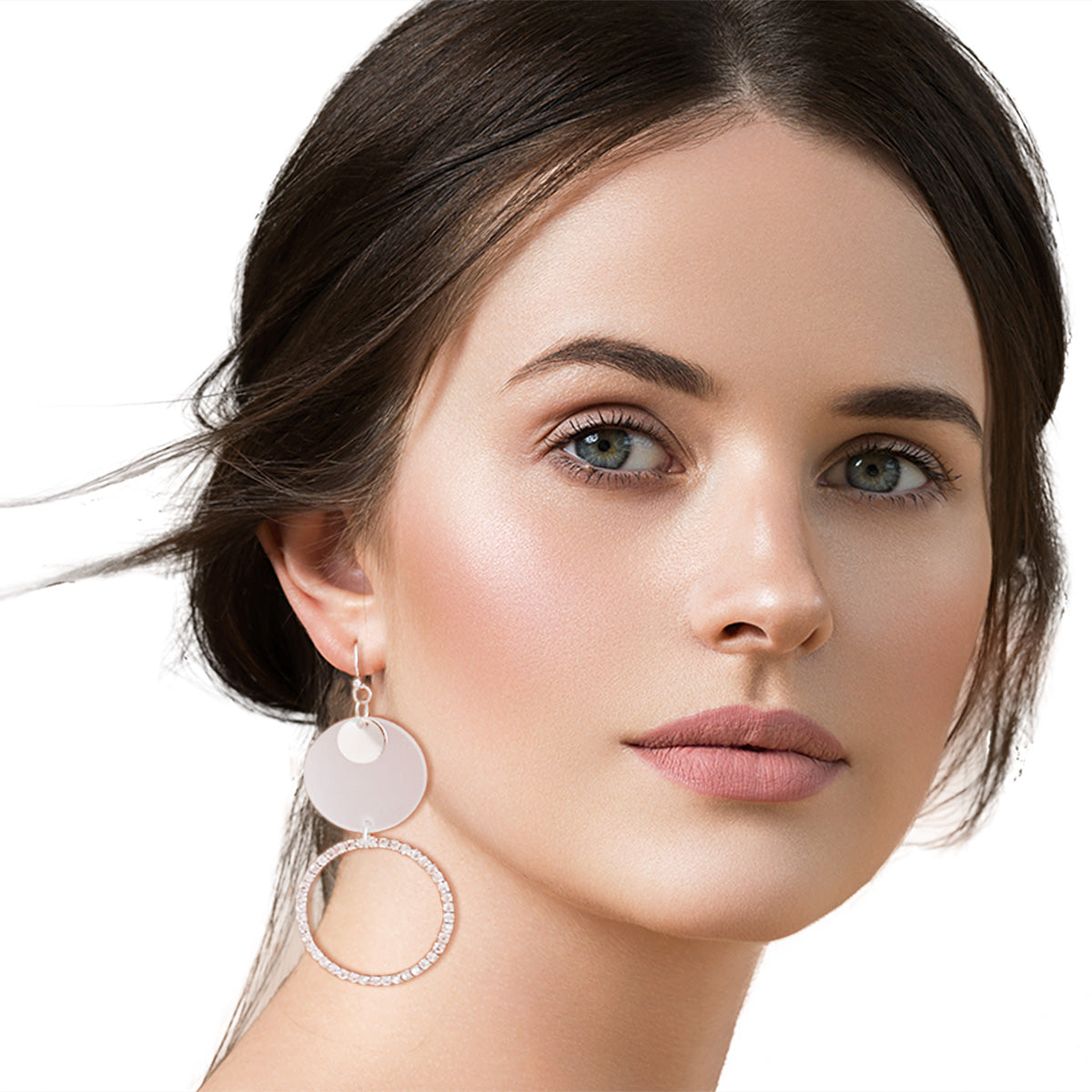 Silver Mismatched Circle Earrings