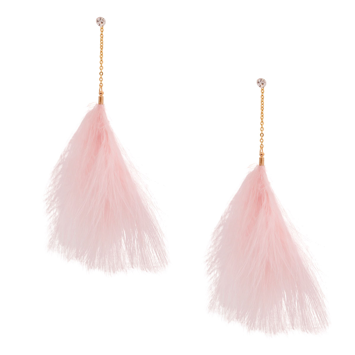 Pink Feather Chain Earrings