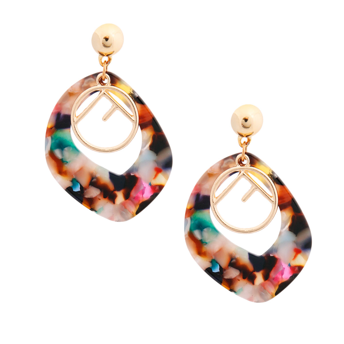 Multi Color Resin Gold Detail Earrings