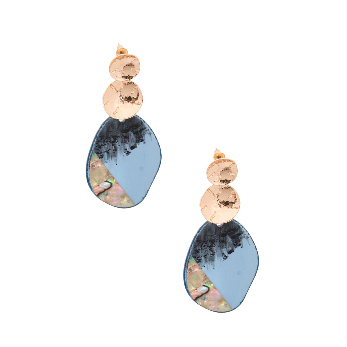 Blue Abalone Oval Earrings