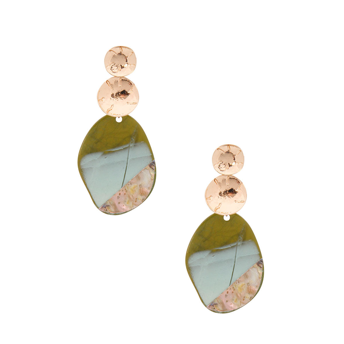 Olive Abalone Oval Earrings