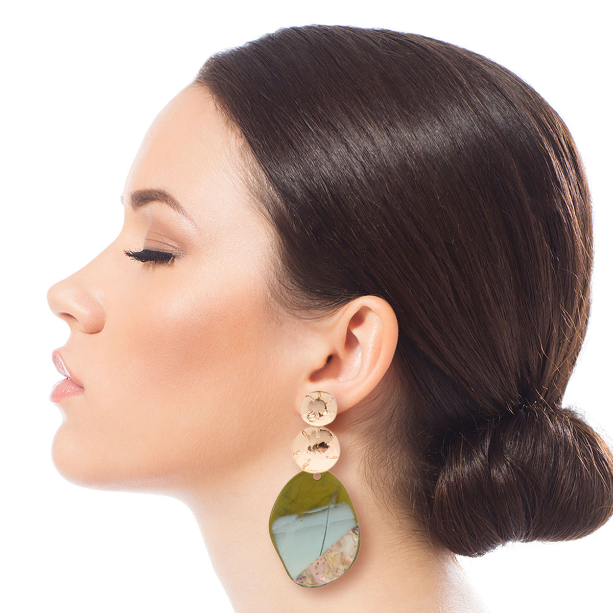 Olive Abalone Oval Earrings