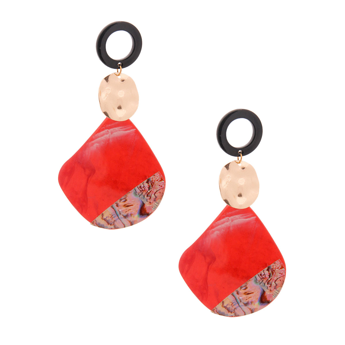 Burgundy Abalone Teardrop Earrings