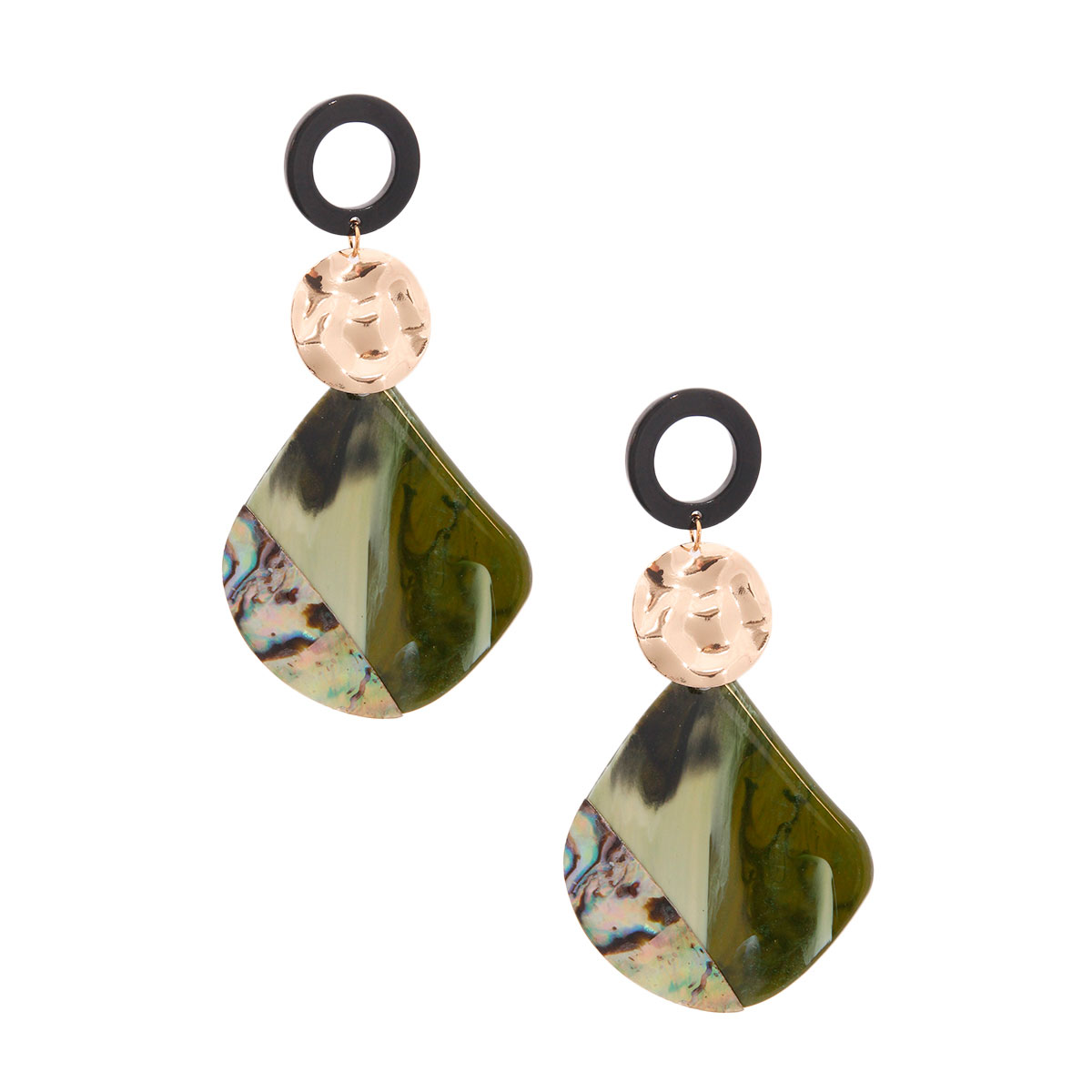 Olive Abalone Teardrop Earrings