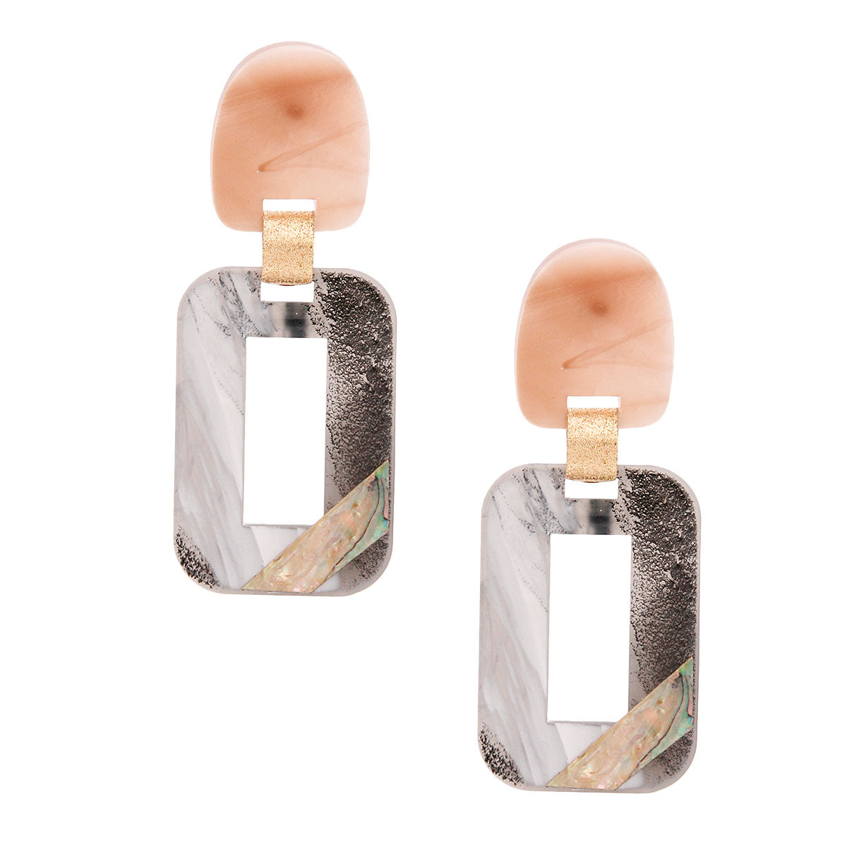 Black Rectangle Abalone Earrings