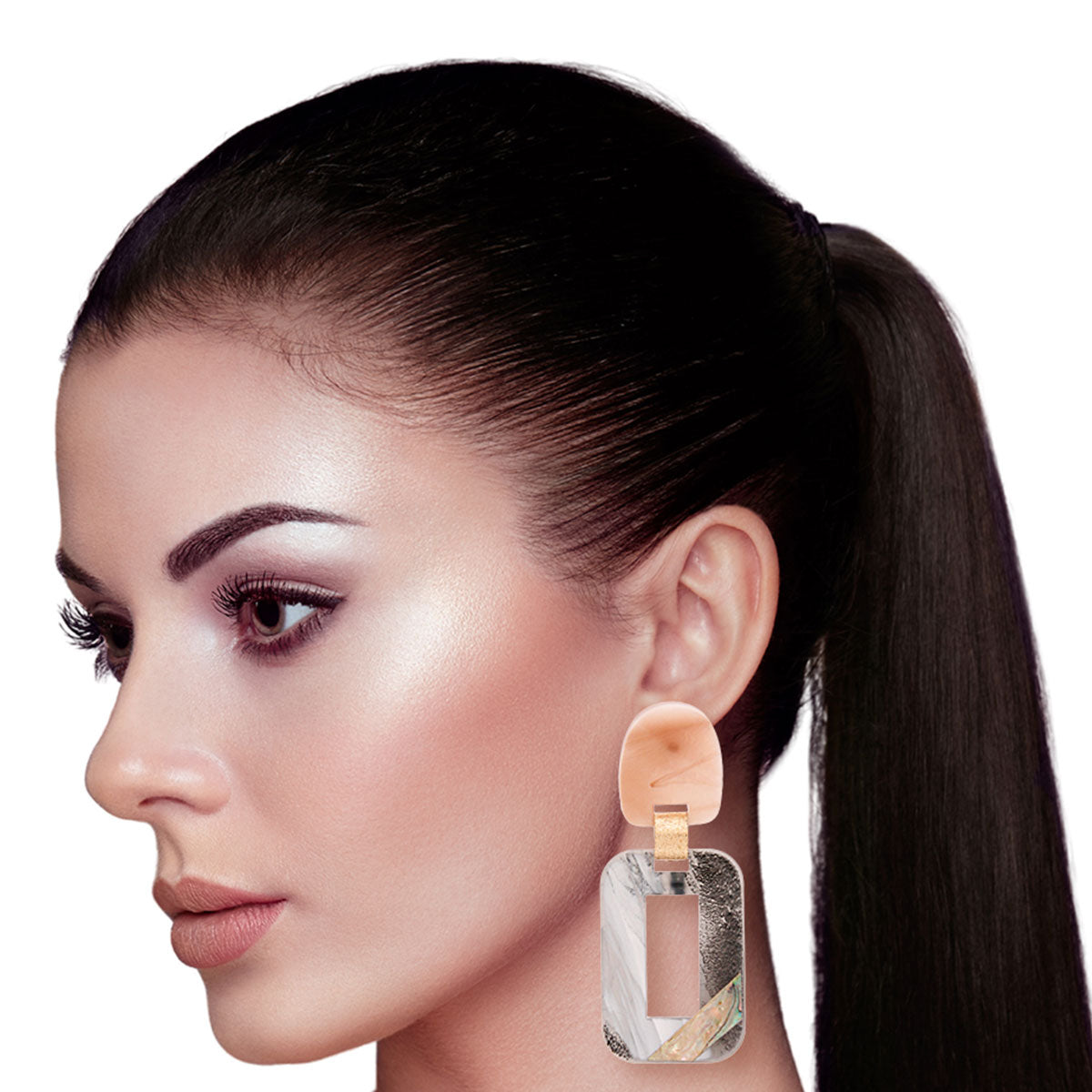 Black Rectangle Abalone Earrings