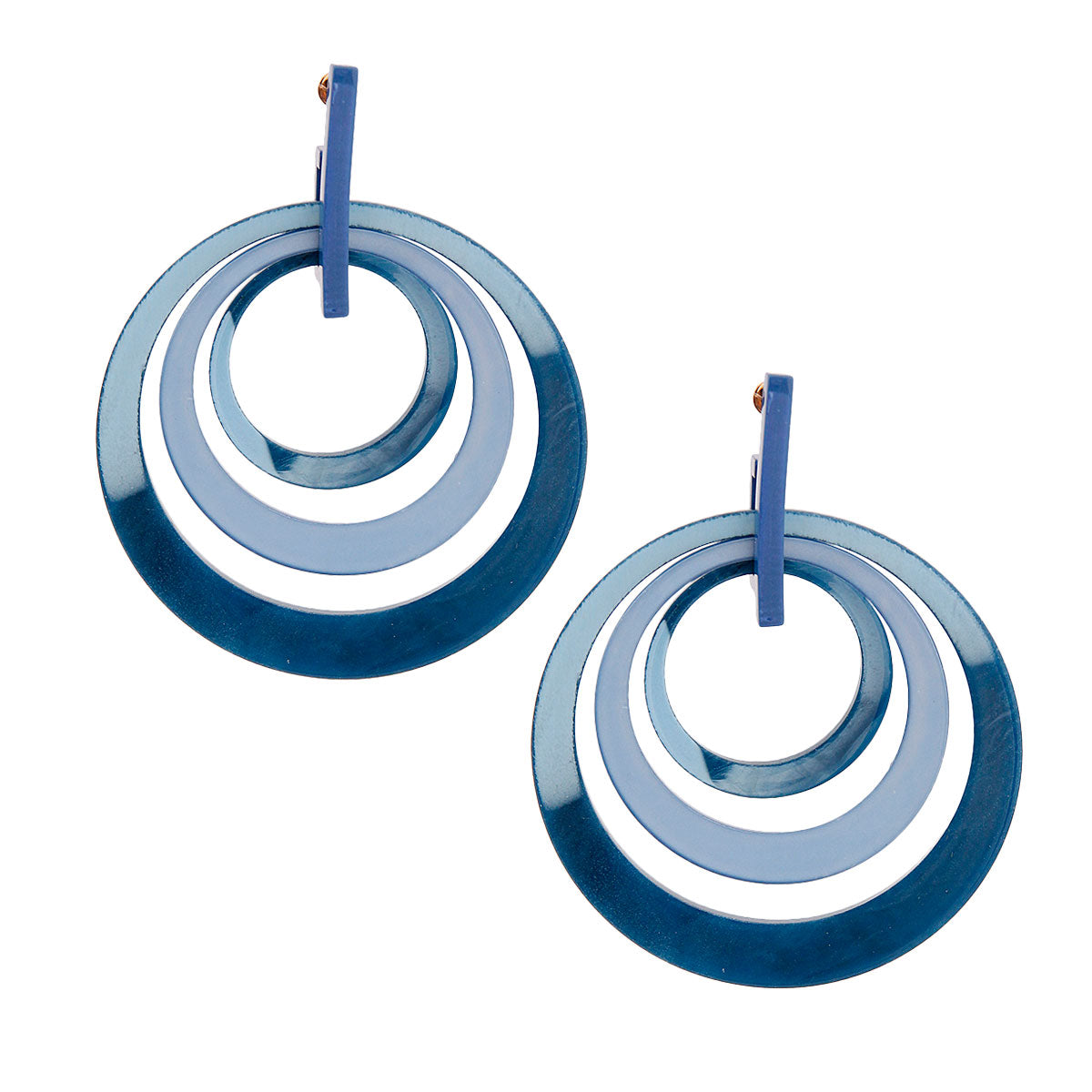 Blue Marbled Concentric Ring Earrings