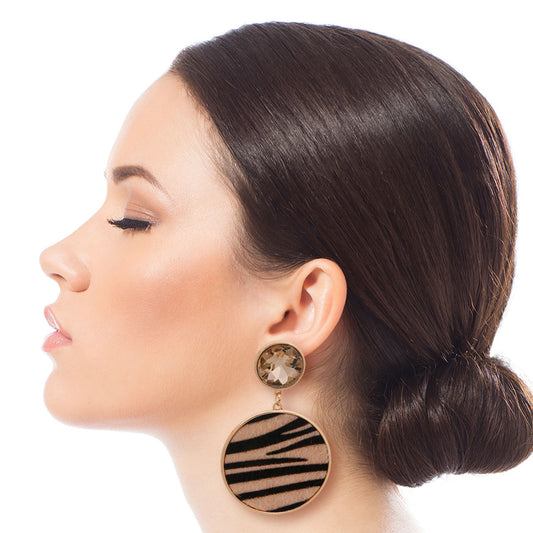 Brown Zebra Fur Earrings