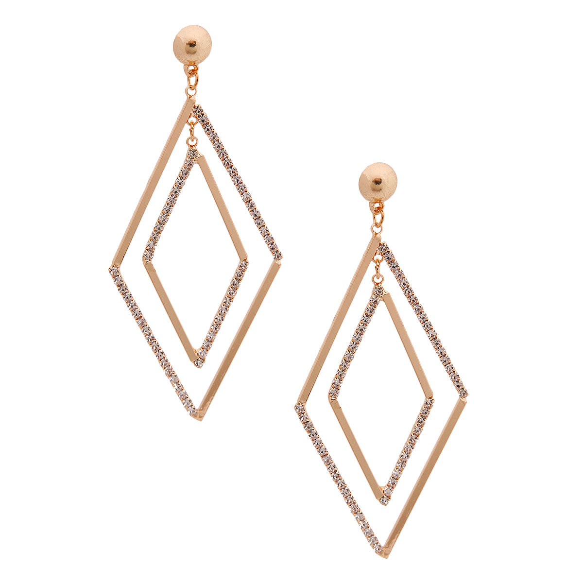 Gold Double Diamond Earrings