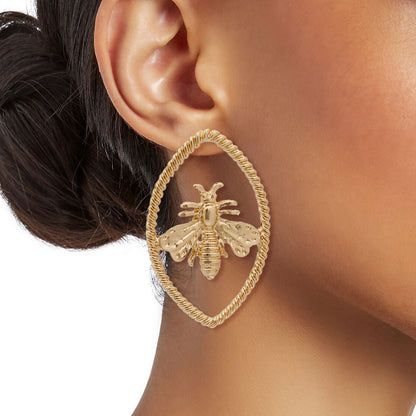 Gold Marquise Bee Earrings