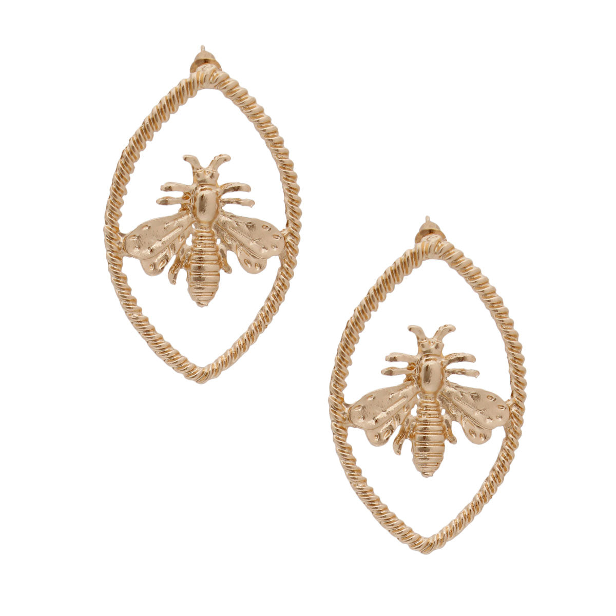 Gold Marquise Bee Earrings