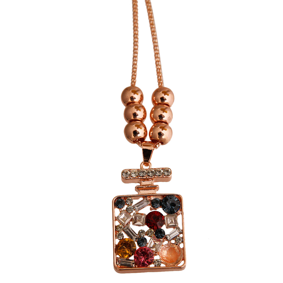 Long Rose Gold Perfume Pendant Necklace