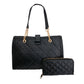 Soft Black Quilted Tote Handbag Set