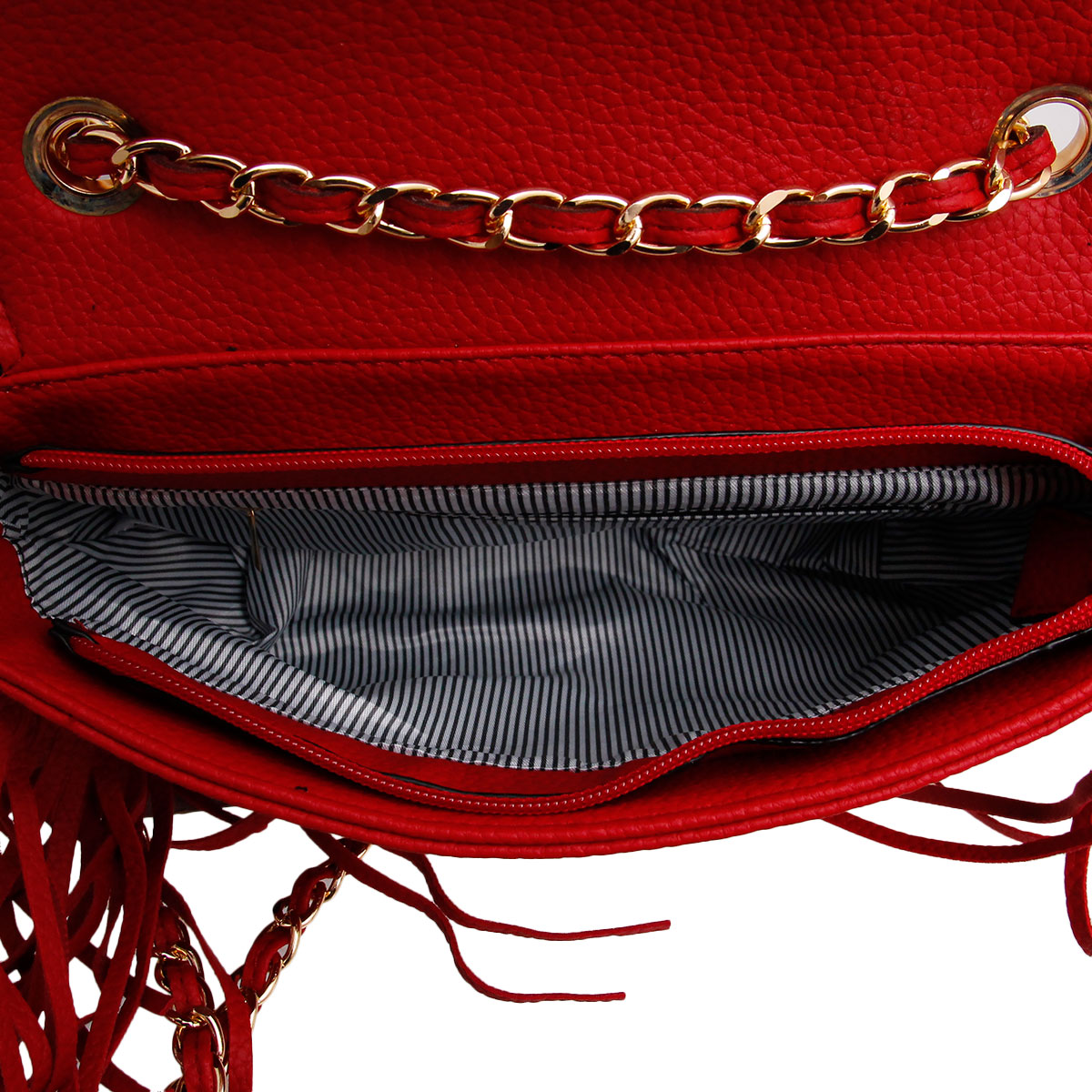 Red Moto Jacket Fringe Crossbody