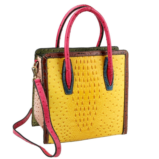 Yellow Ostrich Tote Handbag