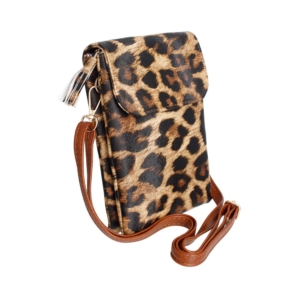 Leopard Flap Snap Mobile Crossbody
