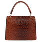 Brown Ostrich Stripe Mini Satchel Bag