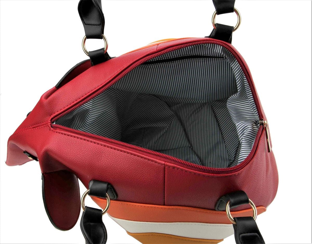 Red Leather Elephant Dome Handbag