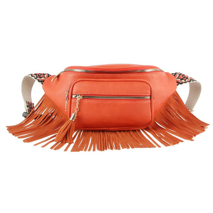 Orange Fringe Fanny Pack