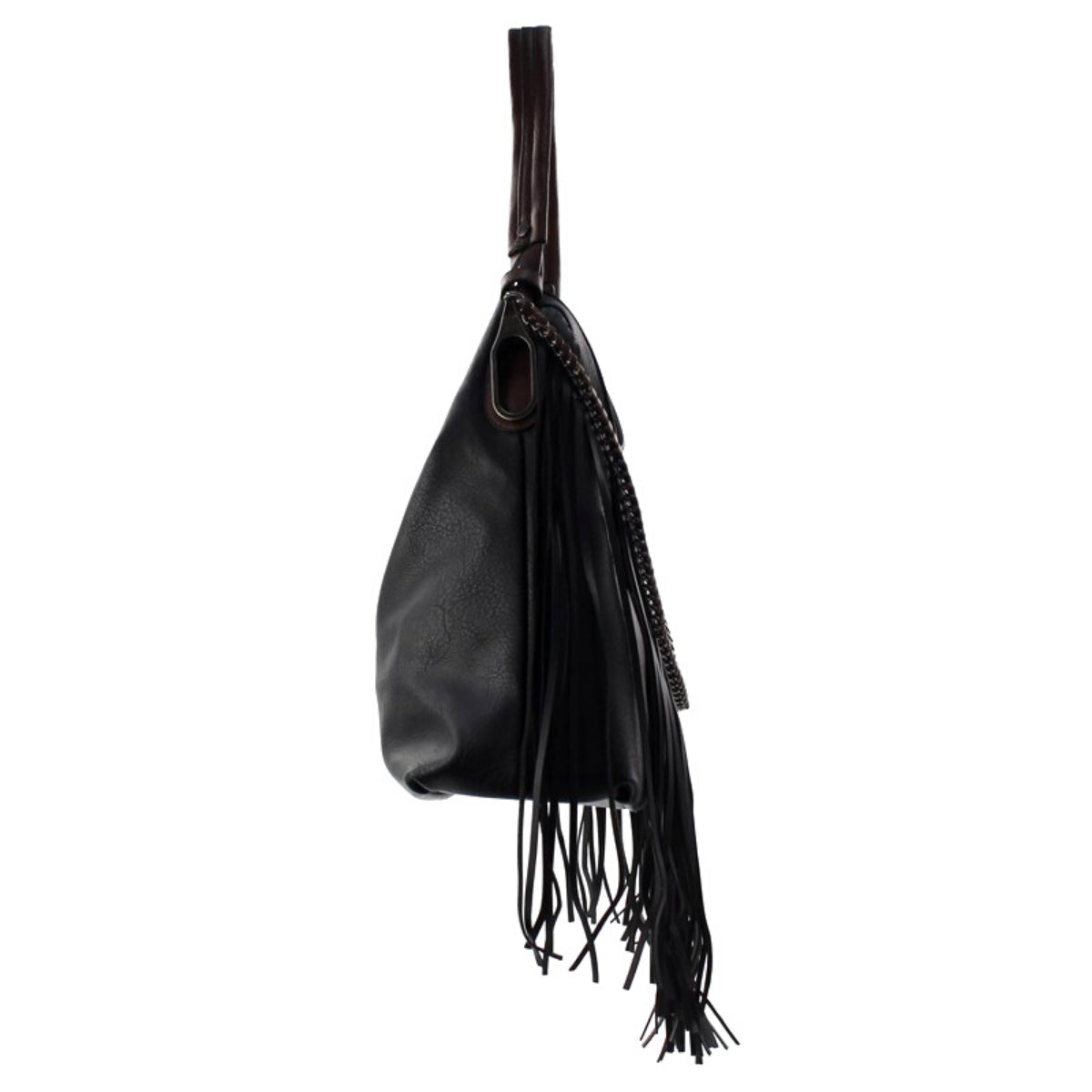 Black Fringe Hobo Handbag