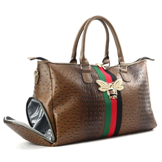 Designer Stripe Dark Brown Weekender