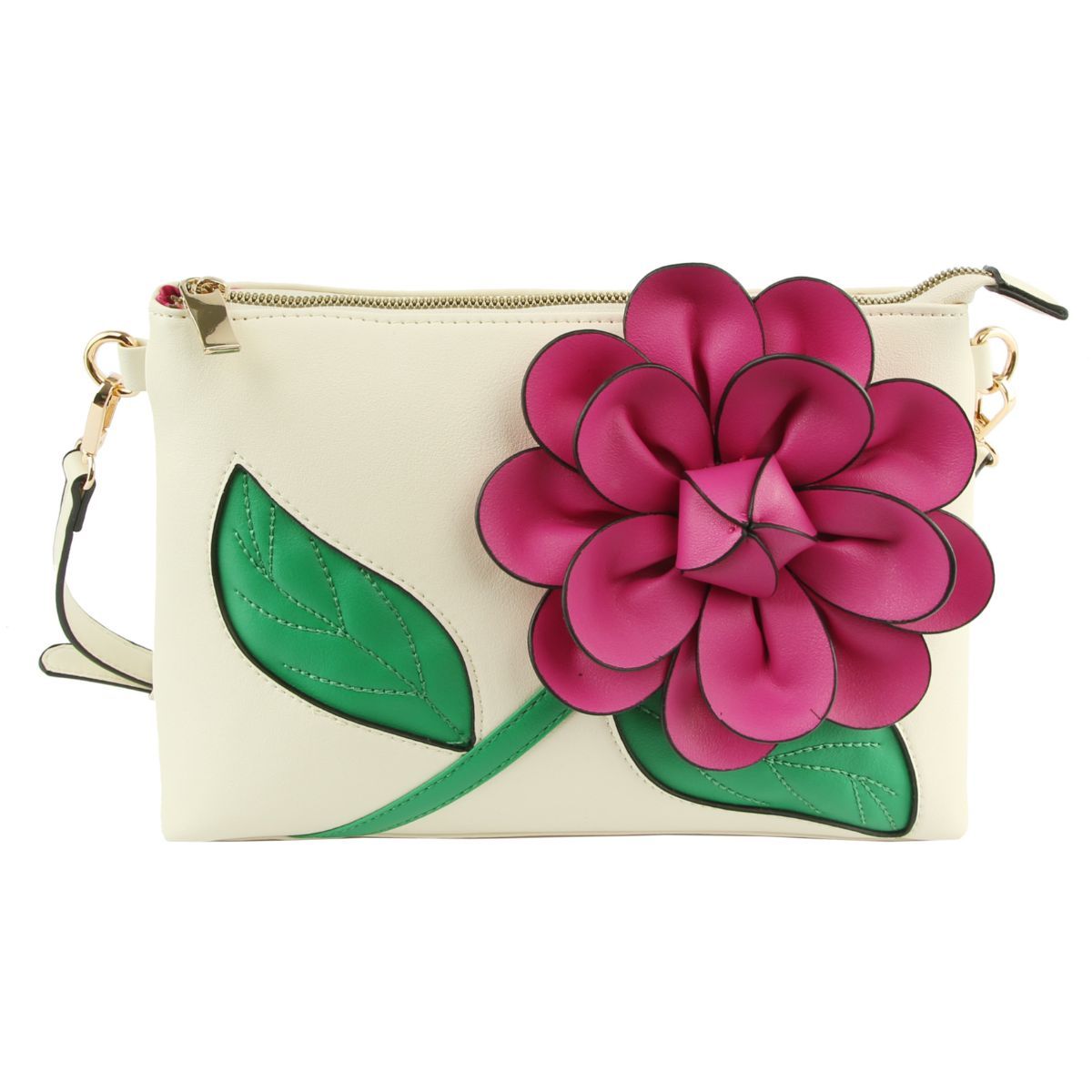 Fuchsia Flower Clutch Crossbody