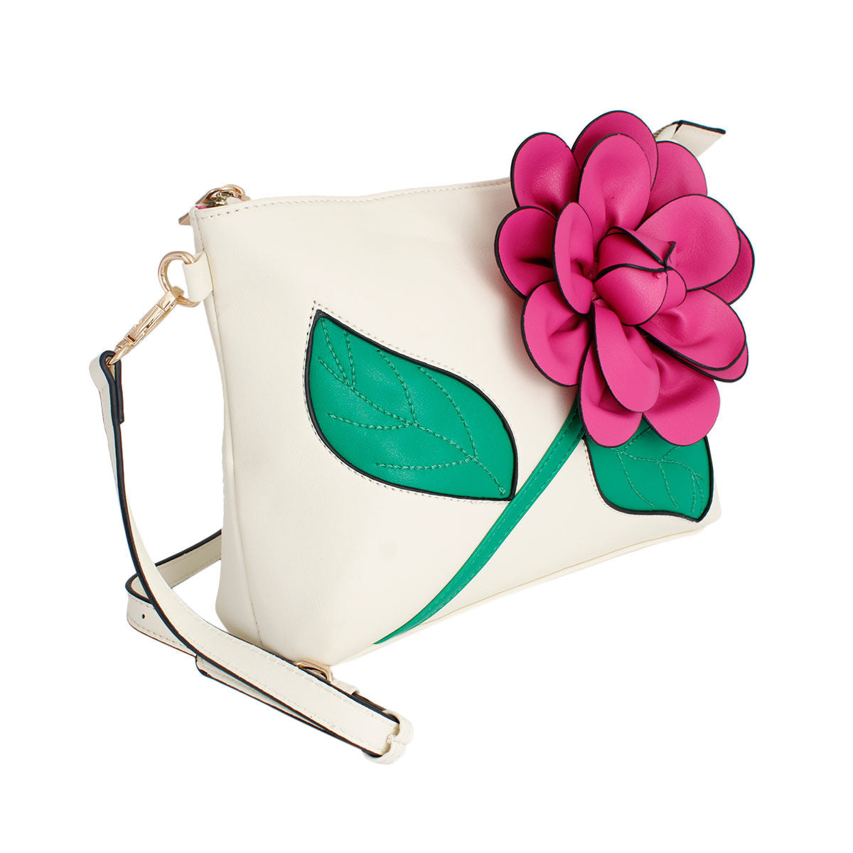 Fuchsia Flower Clutch Crossbody