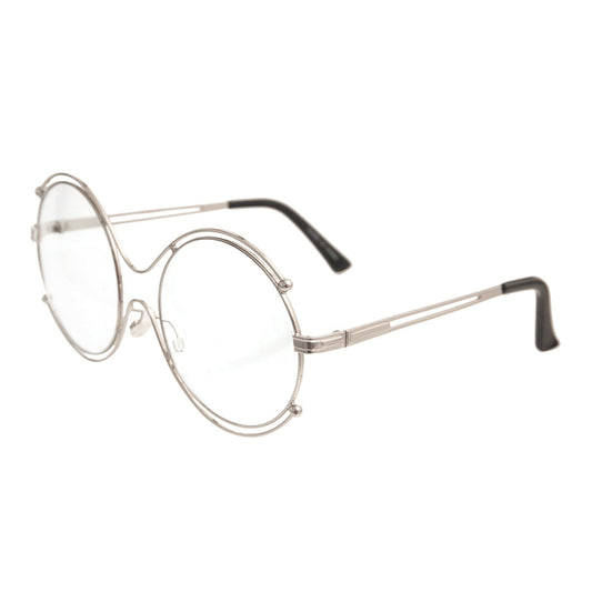 Retro Round Silver Clear Glasses