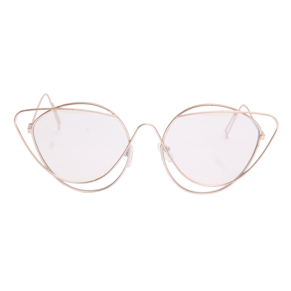 Gold Wire Cat Eye Clear Glasses