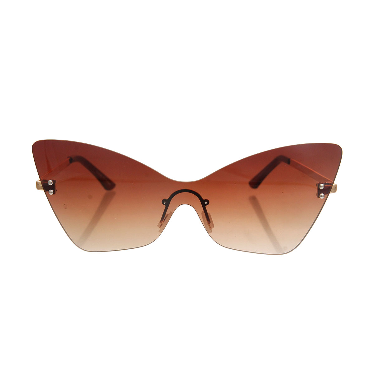 Brown Rimless Butterfly Sunglasses