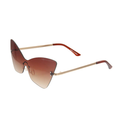 Brown Rimless Butterfly Sunglasses