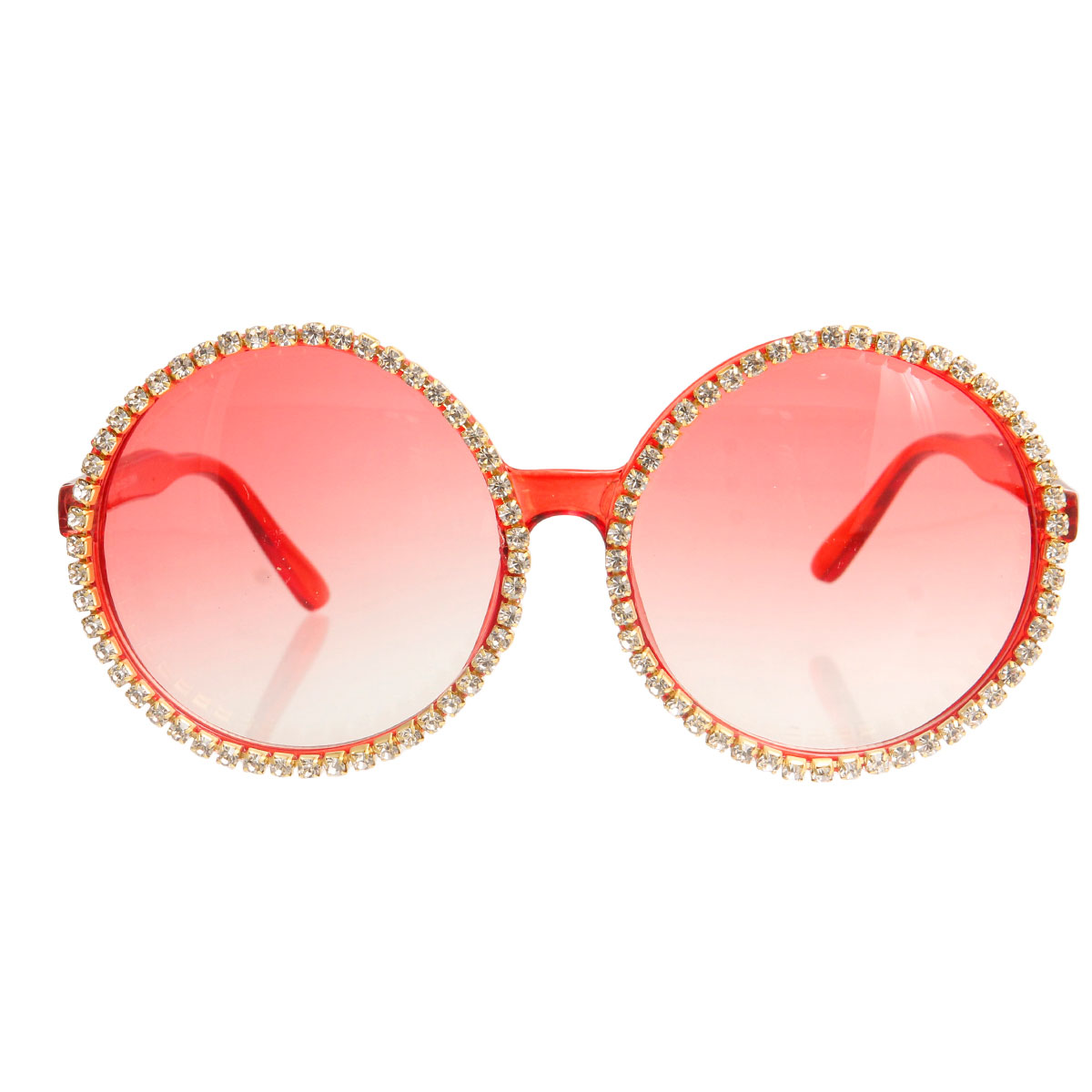 Red Round Rhinestone Sunglasses