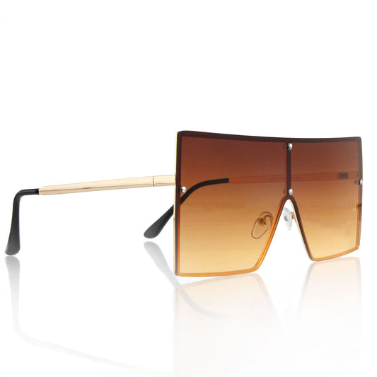 Brown Square One Lens Sunglasses