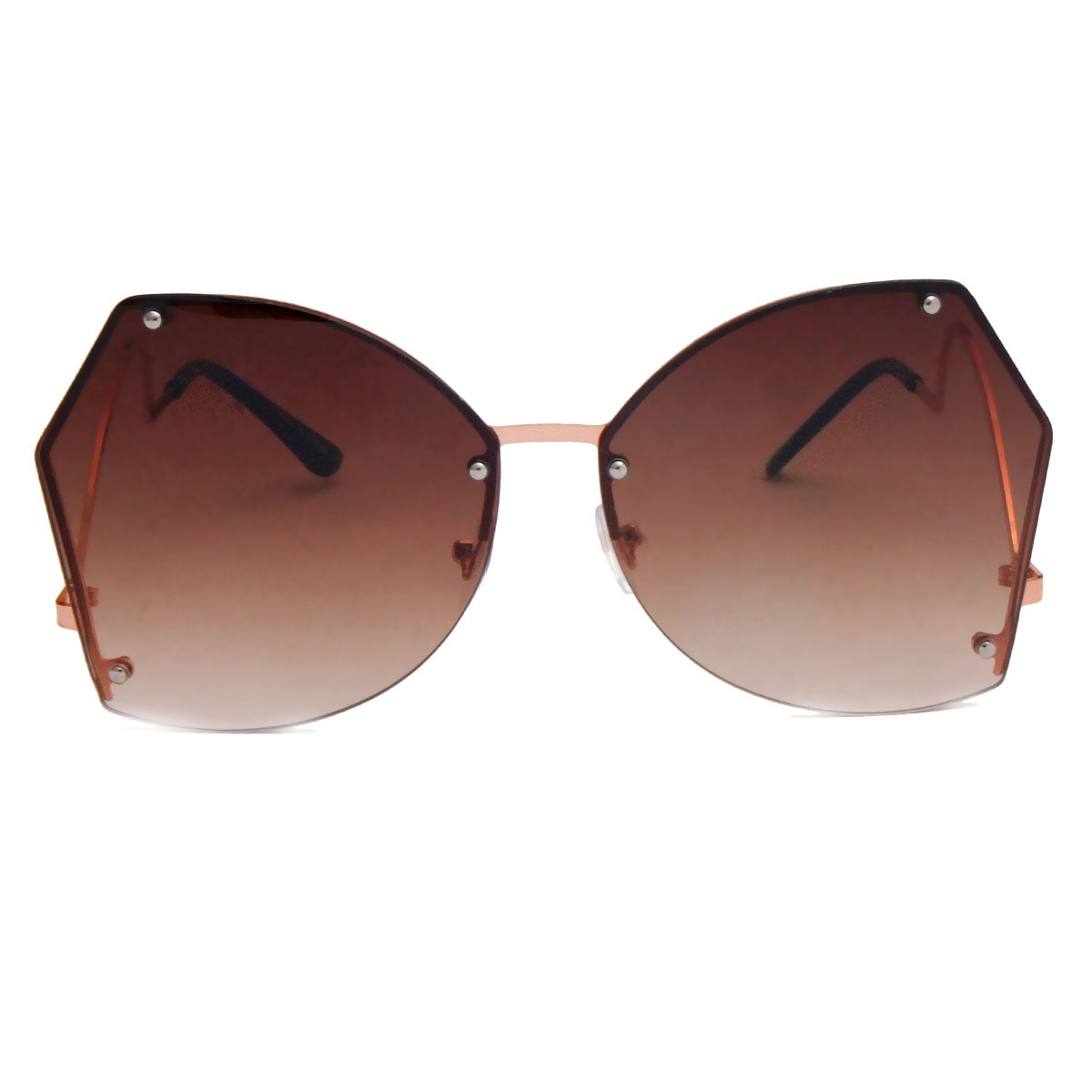 Brown Rimless Butterfly Sunglasses