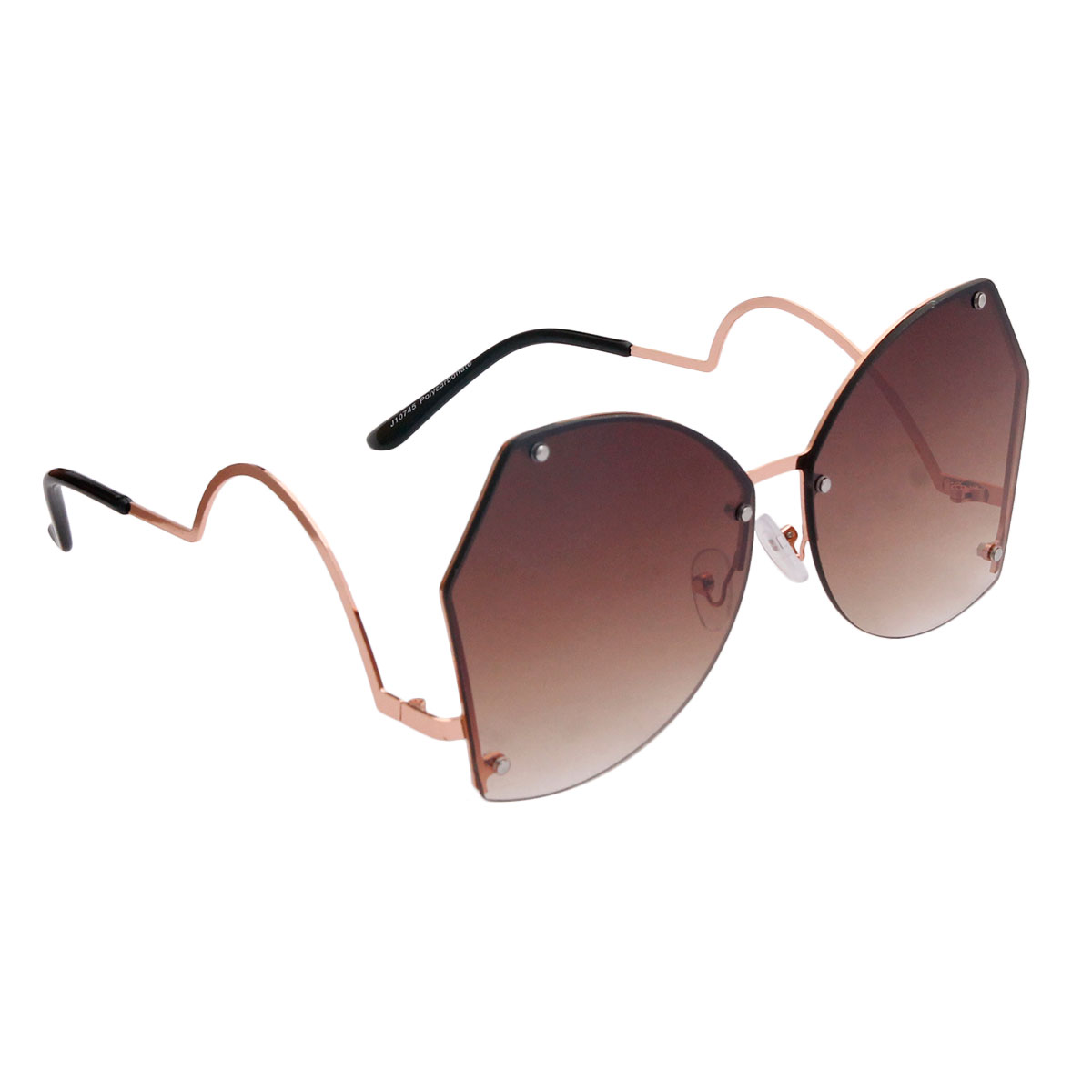 Brown Rimless Butterfly Sunglasses