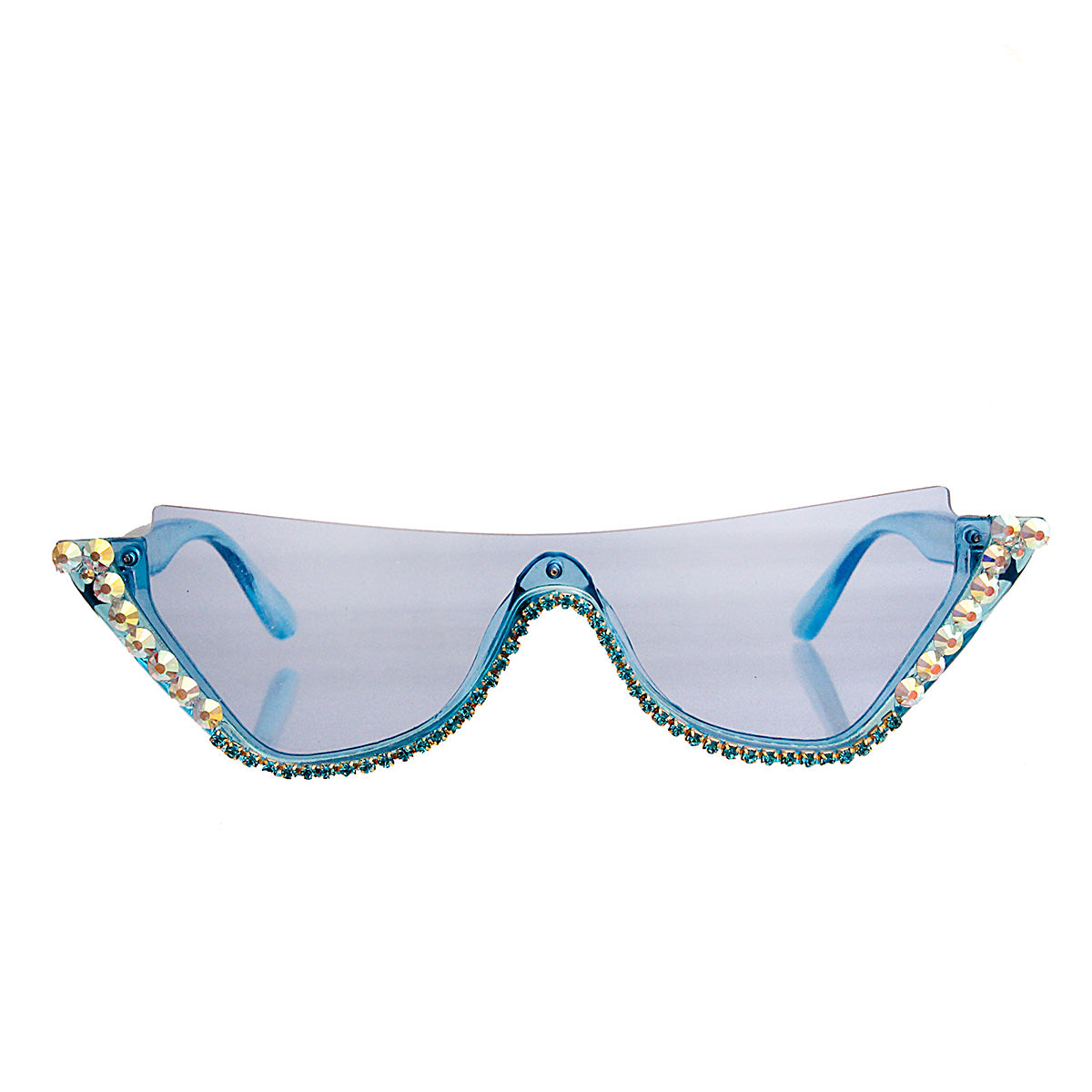 Retro Blue Crystal Cat Eye Sunglasses