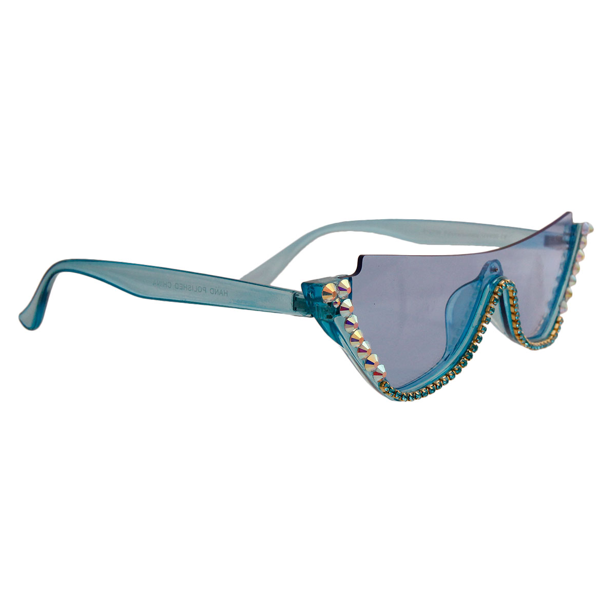 Retro Blue Crystal Cat Eye Sunglasses