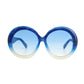 Blue Wood Round Sunglasses