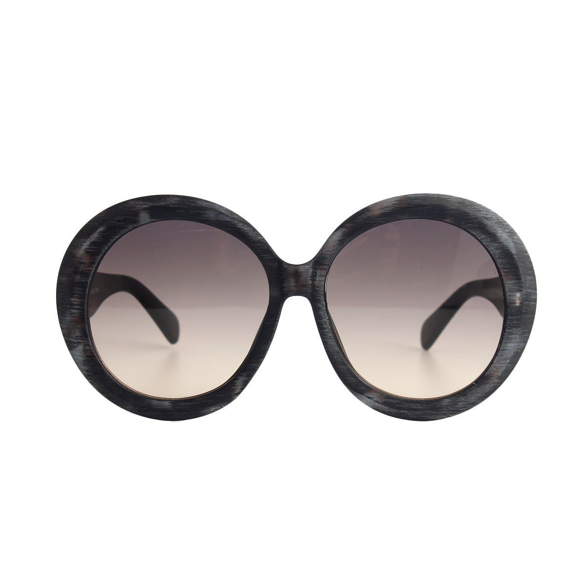 Gray Wood Round Sunglasses