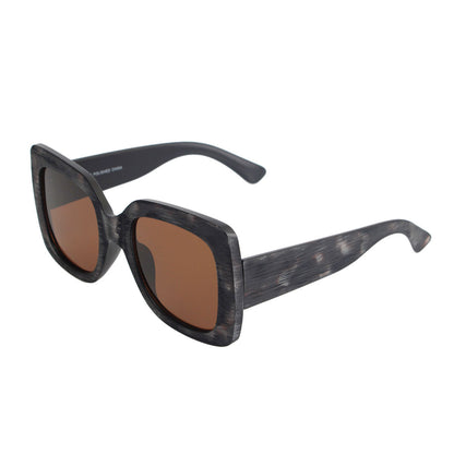 Gray Wood Square Sunglasses