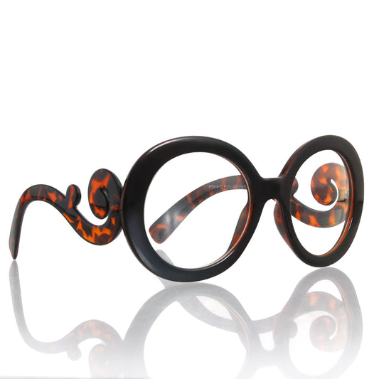 Brown Round Designer Clear Glasses