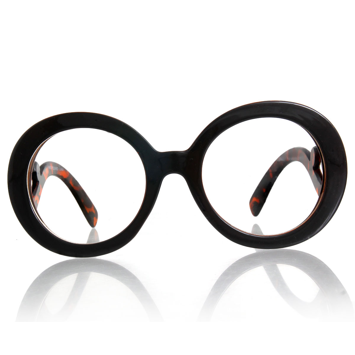 Brown Round Designer Clear Glasses