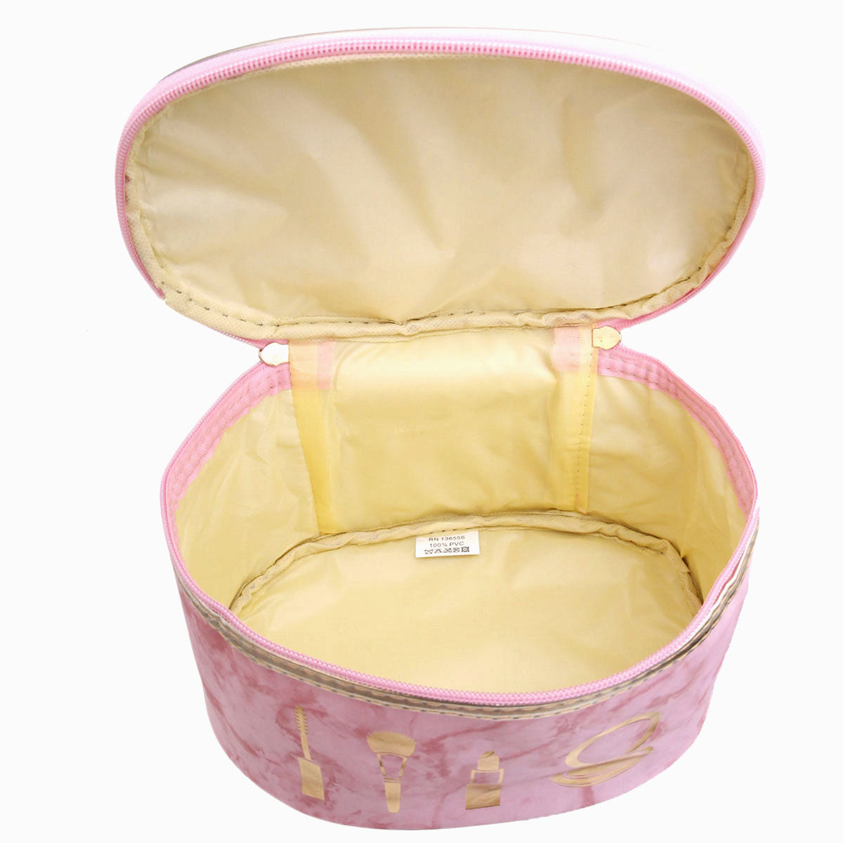 Marbled Pink Round Cosmetic Pouch