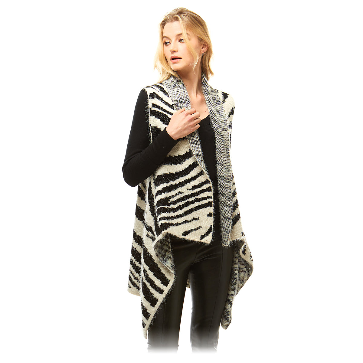 Zebra Pattern Fuzzy Vest