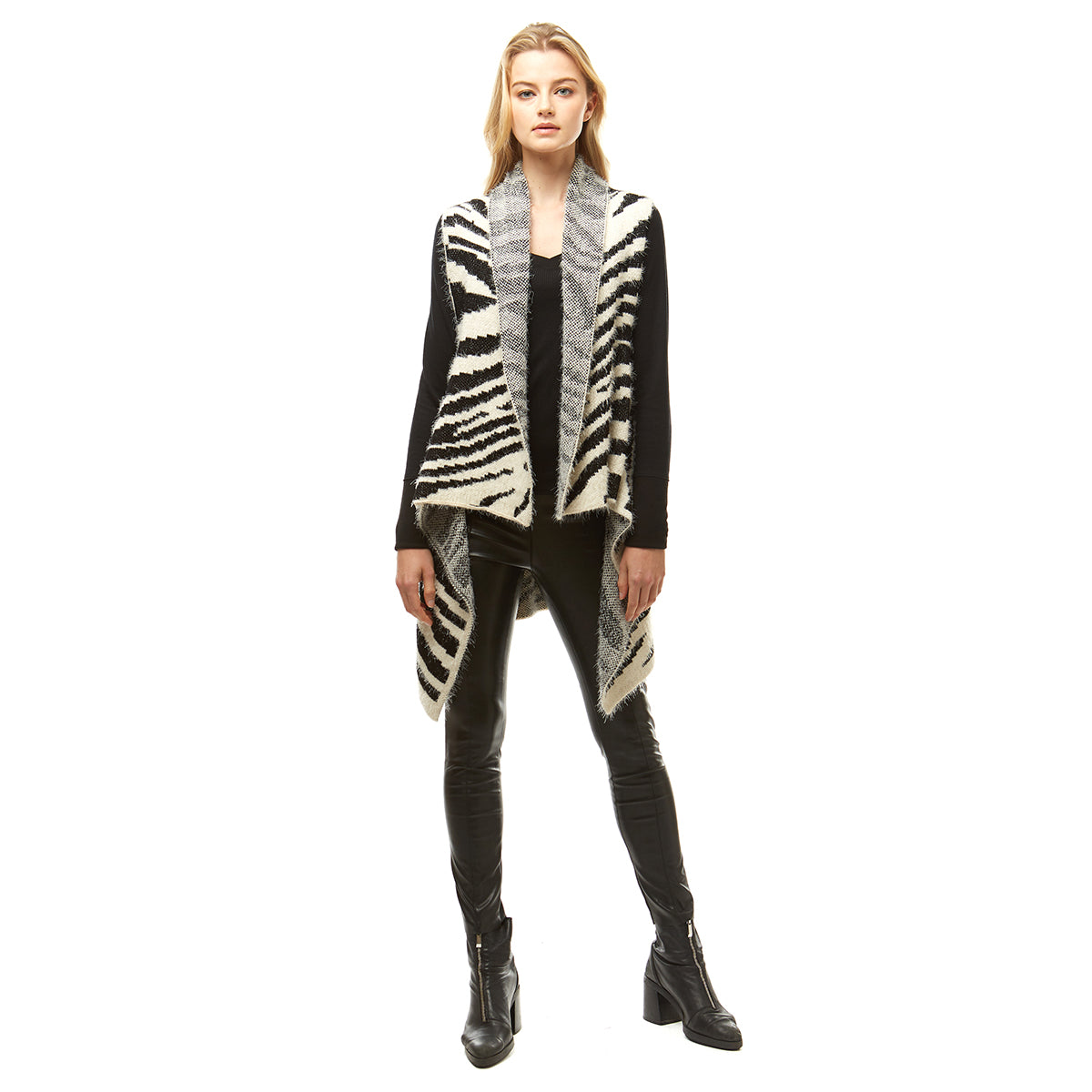 Zebra Pattern Fuzzy Vest