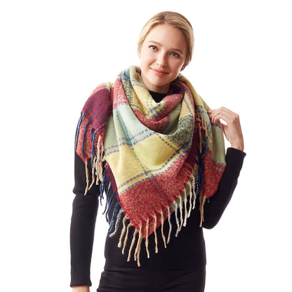 Multi Plaid Soft Blanket Scarf