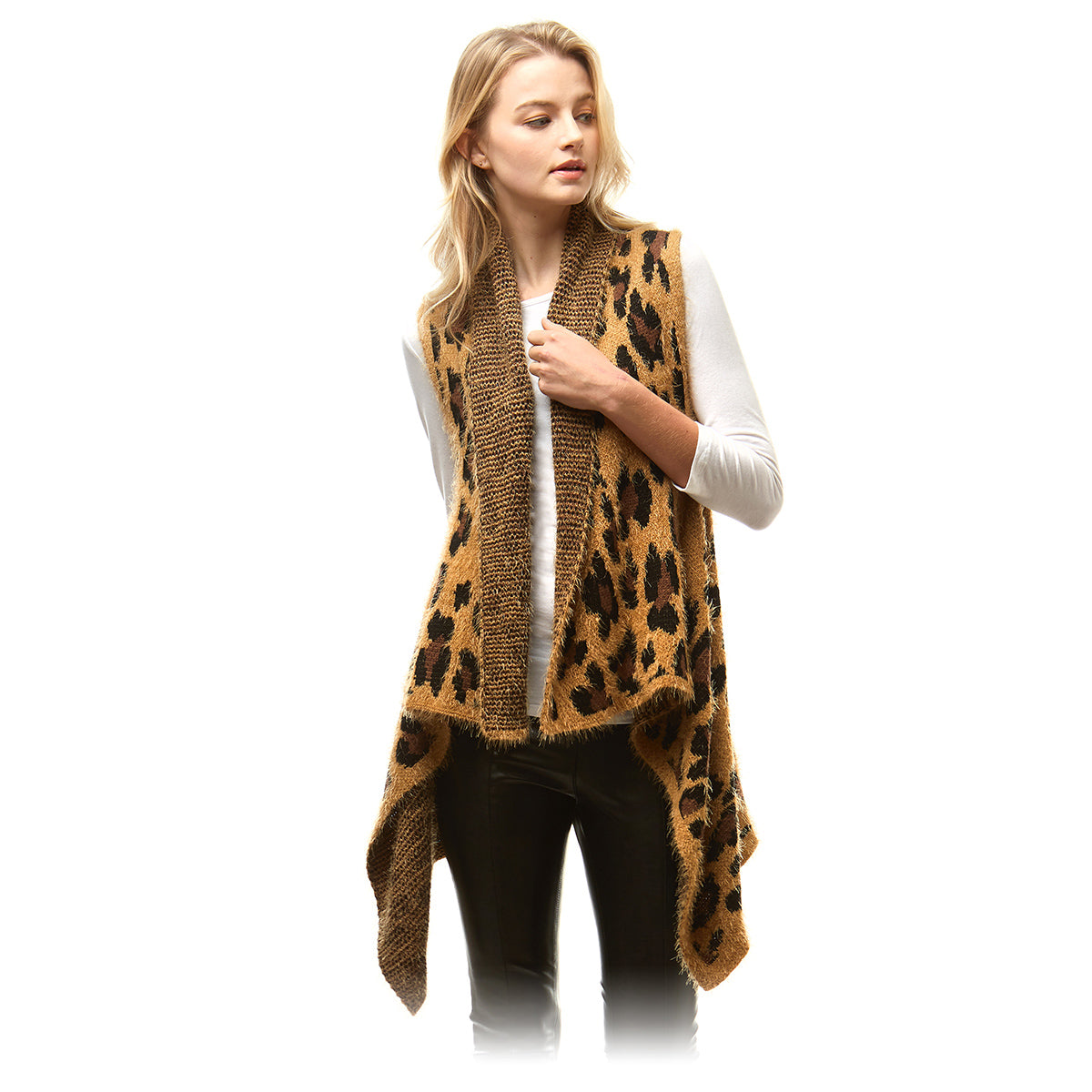 Brown Leopard Fuzzy Vest