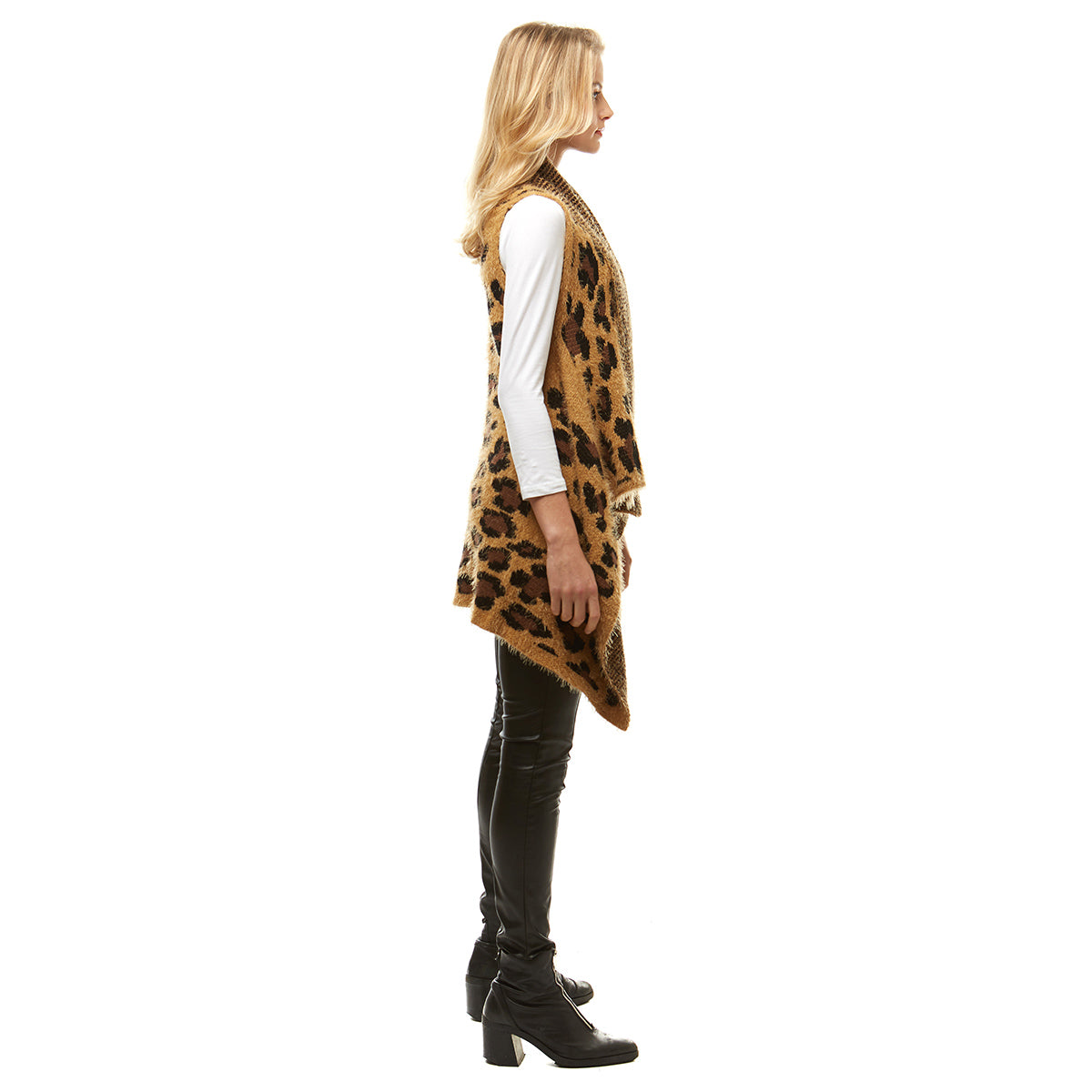 Brown Leopard Fuzzy Vest